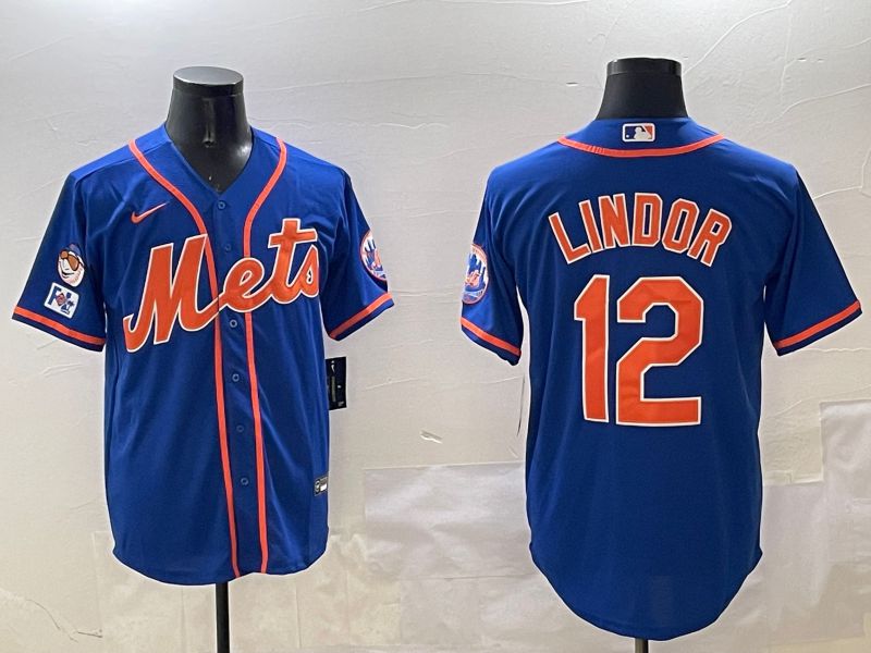 Men New York Mets #12 Lindor Blue Game 2025 Nike MLB Jersey style 2->new york mets->MLB Jersey